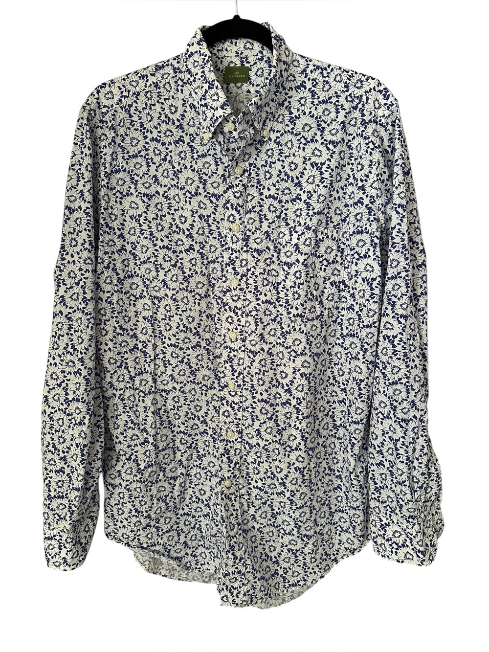 Sid Mashburn White & Navy Floral Button-Down Shirt Size Medium
